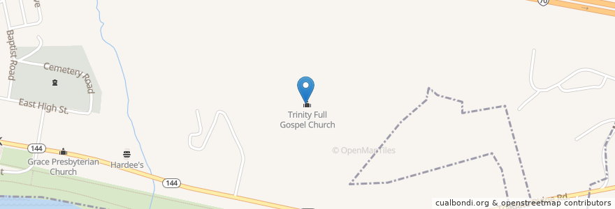 Mapa de ubicacion de Trinity Full Gospel Church en Amerika Syarikat, Maryland, Washington County, Hancock.