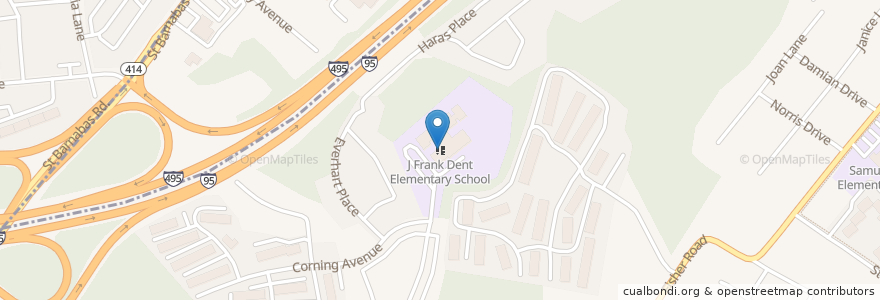 Mapa de ubicacion de J Frank Dent Elementary School en United States, Maryland, Prince George's County.