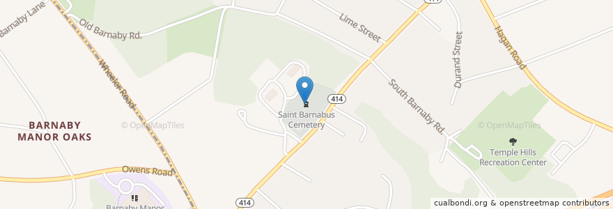 Mapa de ubicacion de Saint Barnabus Cemetery en ایالات متحده آمریکا, مریلند, Prince George's County, Marlow Heights.