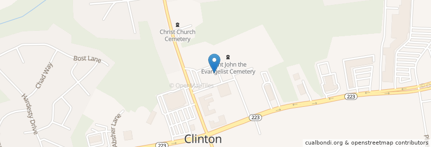 Mapa de ubicacion de Saint John the Evangelist Catholic Church en 美利坚合众国/美利堅合眾國, 马里兰州, Prince George's County, Clinton.