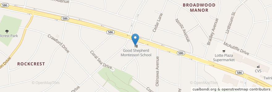 Mapa de ubicacion de Good Shepherd Montessori School en United States, Maryland, Montgomery County, Rockville.