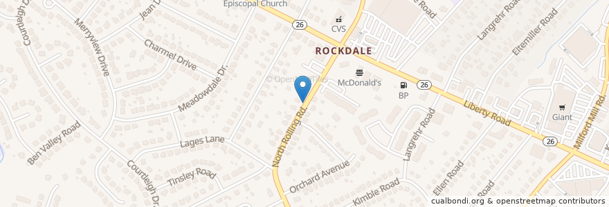Mapa de ubicacion de The Rock Junior Academy en Estados Unidos De América, Maryland, Baltimore County.