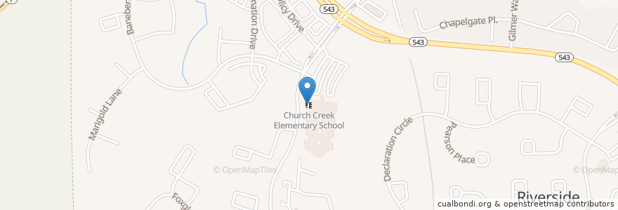 Mapa de ubicacion de Church Creek Elementary School en United States, Maryland, Harford County.