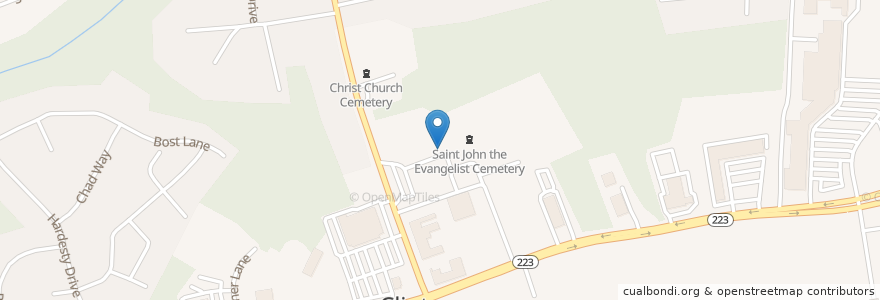 Mapa de ubicacion de Saint John the Evangelist School en United States, Maryland, Prince George's County, Clinton.