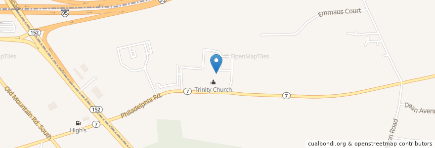 Mapa de ubicacion de Trinity Lutheran School en 美利坚合众国/美利堅合眾國, 马里兰州, Harford County, Edgewood.