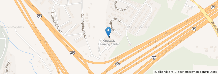 Mapa de ubicacion de Kingsway Learning Center en Stati Uniti D'America, Maryland, Baltimore County, Rossville.