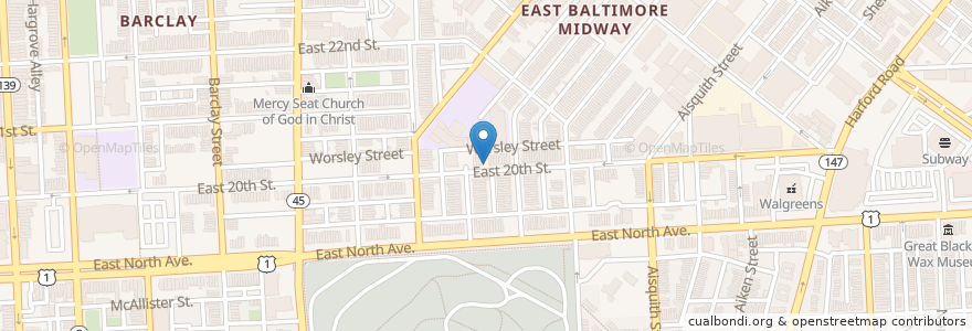 Mapa de ubicacion de Blazing Star Pentecostal Church en ایالات متحده آمریکا, مریلند, Baltimore.