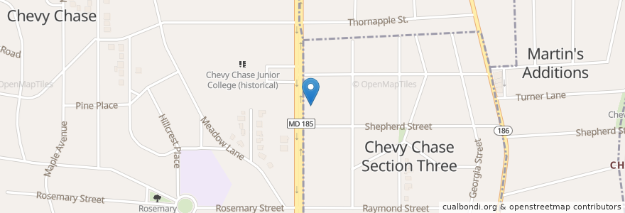 Mapa de ubicacion de Chevy Chase United Methodist Church en Estados Unidos De América, Maryland, Montgomery County, Chevy Chase Section Three.