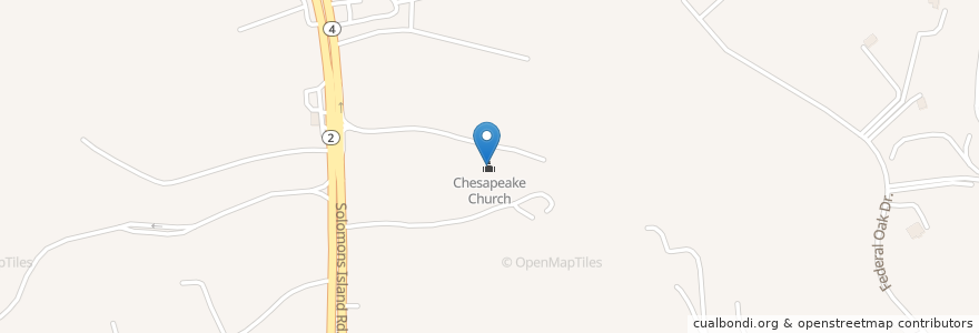 Mapa de ubicacion de Chesapeake Church en Amerika Syarikat, Maryland, Calvert County.