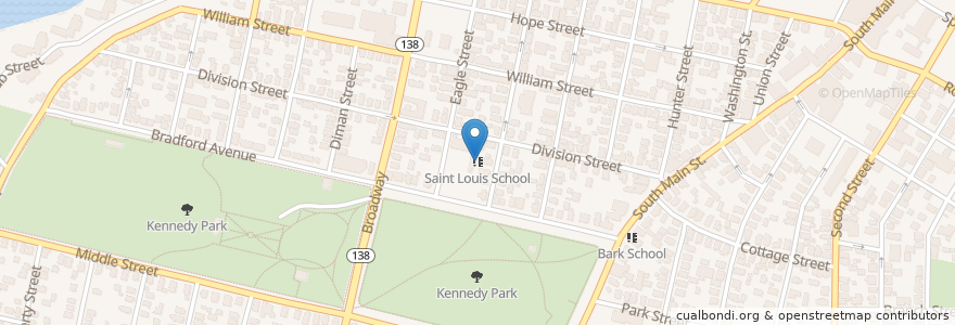 Mapa de ubicacion de Saint Louis School en United States, Massachusetts, Bristol County, Fall River.