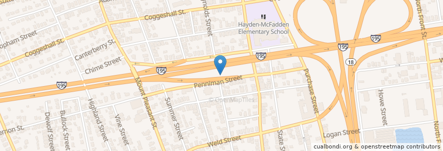 Mapa de ubicacion de Clark Street School en Соединённые Штаты Америки, Массачусетс, Bristol County, New Bedford.