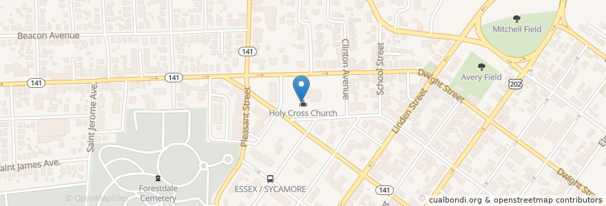 Mapa de ubicacion de Holy Cross Church en ایالات متحده آمریکا, ماساچوست, Hampden County, Holyoke.