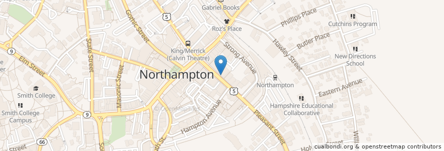 Mapa de ubicacion de Commercial College en Amerika Birleşik Devletleri, Massachusetts, Hampshire County, Northampton.