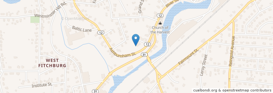 Mapa de ubicacion de Ashburnham Street School en Соединённые Штаты Америки, Массачусетс, Worcester County, Fitchburg.