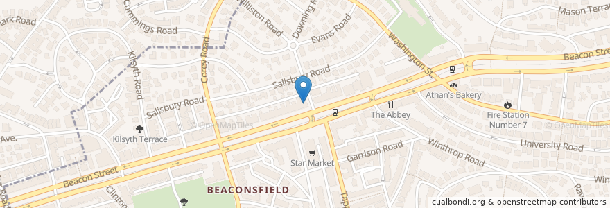 Mapa de ubicacion de Beth Pinchas Chassidic Center en 美利坚合众国/美利堅合眾國, 马萨诸塞州 / 麻薩諸塞州 / 麻省, Norfolk County, Suffolk County, Brookline.