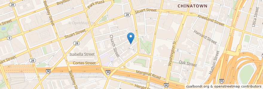 Mapa de ubicacion de Boston Chinese Church of Saving Grace en United States, Massachusetts, Suffolk County, Boston.