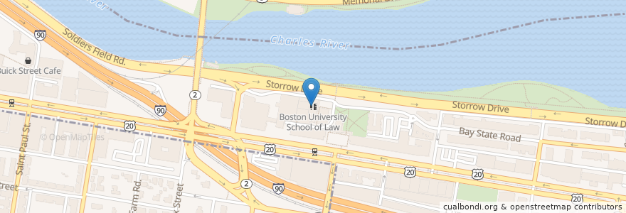 Mapa de ubicacion de Boston University School of Law en Estados Unidos Da América, Massachusetts, Suffolk County, Boston.