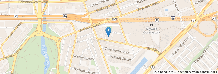 Mapa de ubicacion de Saint Cecilia Parish en United States, Massachusetts, Suffolk County, Boston.