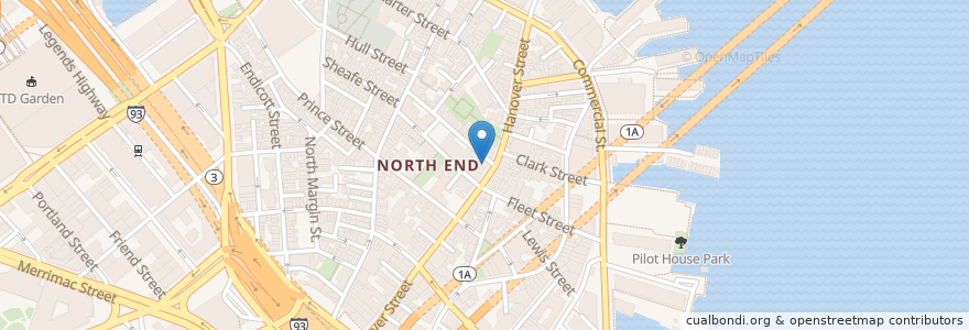 Mapa de ubicacion de Universalist Meeting House en United States, Massachusetts, Suffolk County, Boston.