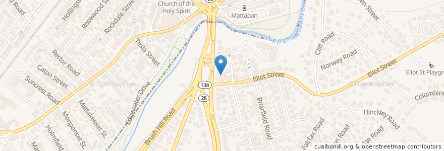 Mapa de ubicacion de Mattapan Baptist Church en Соединённые Штаты Америки, Массачусетс, Suffolk County, Бостон.