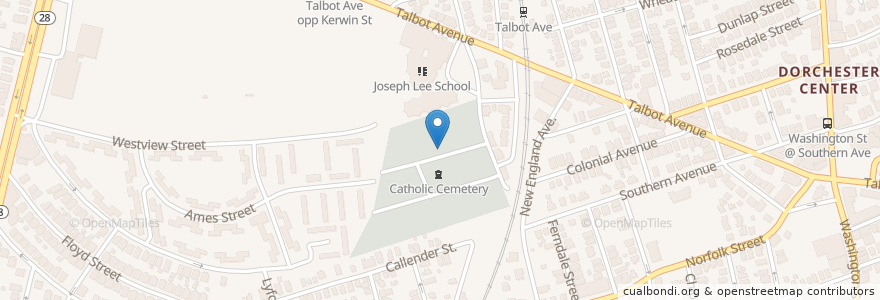 Mapa de ubicacion de Saint Marys Cemetery en Estados Unidos De América, Massachusetts, Suffolk County, Boston.