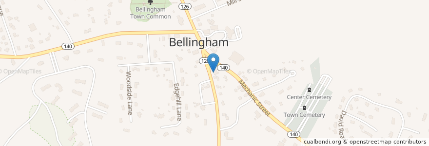 Mapa de ubicacion de First Baptist Church en 美利坚合众国/美利堅合眾國, 马萨诸塞州 / 麻薩諸塞州 / 麻省, Norfolk County, Bellingham.