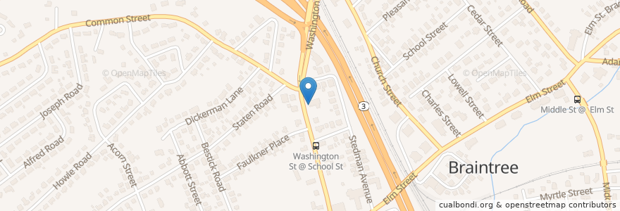 Mapa de ubicacion de Seventh Day Adventist Church en Stati Uniti D'America, Massachusetts, Norfolk County, Braintree.