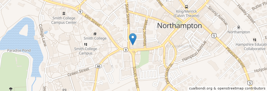 Mapa de ubicacion de Edwards Church UCC en ایالات متحده آمریکا, ماساچوست, Hampshire County, Northampton.