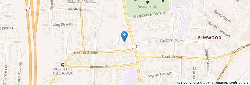 Mapa de ubicacion de Blessed Sacrament Church en 美利坚合众国/美利堅合眾國, 马萨诸塞州 / 麻薩諸塞州 / 麻省, Hampden County, Holyoke.