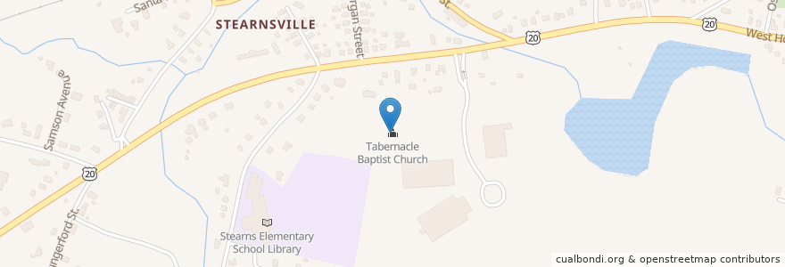 Mapa de ubicacion de Tabernacle Baptist Church en United States, Massachusetts, Berkshire County, Pittsfield.