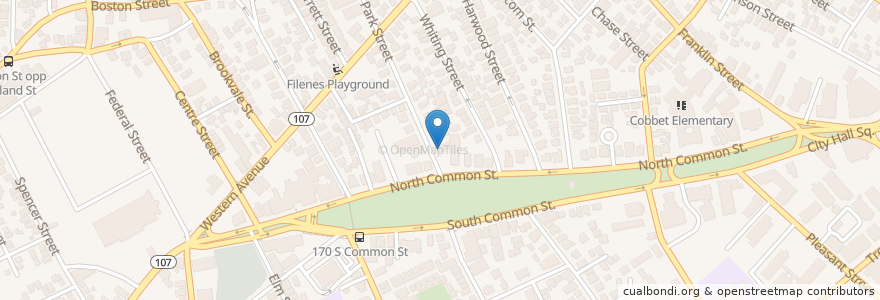 Mapa de ubicacion de First Baptist Church of Lynn en Amerika Syarikat, Massachusetts, Essex County, Lynn.