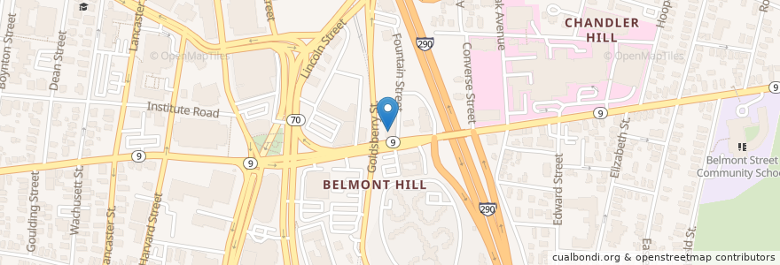 Mapa de ubicacion de Belmont Street Baptist Church en États-Unis D'Amérique, Massachusetts, Worcester County, Worcester.