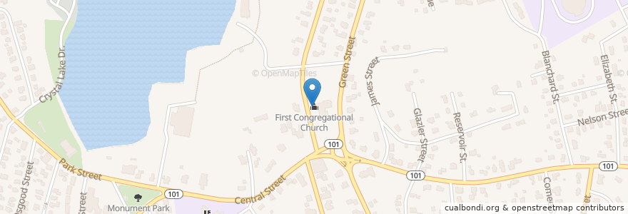 Mapa de ubicacion de First Congregational Church en États-Unis D'Amérique, Massachusetts, Worcester County, Gardner.