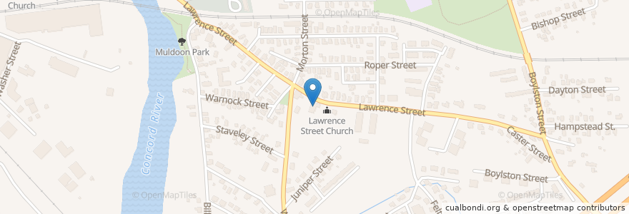 Mapa de ubicacion de Lawrence Street Church en Estados Unidos Da América, Massachusetts, Middlesex County, Lowell.