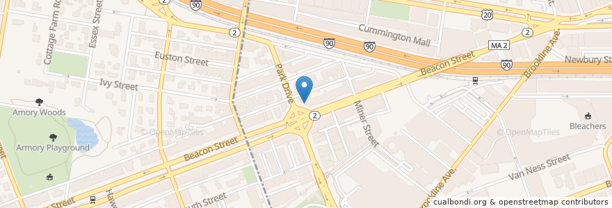 Mapa de ubicacion de Ruggles Baptist Church en Estados Unidos Da América, Massachusetts, Suffolk County, Boston.