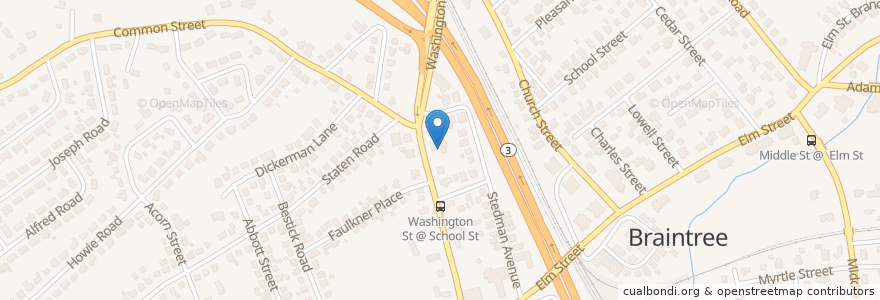Mapa de ubicacion de South Shore Seventh Day Adventist School en 美利坚合众国/美利堅合眾國, 马萨诸塞州 / 麻薩諸塞州 / 麻省, Norfolk County, Braintree.