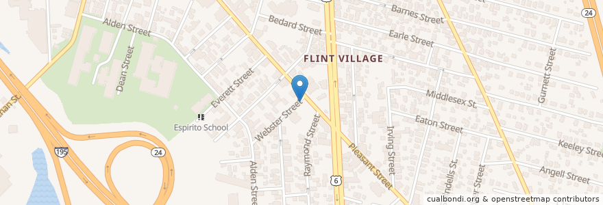 Mapa de ubicacion de Flint Post Office en United States, Massachusetts, Bristol County, Fall River.