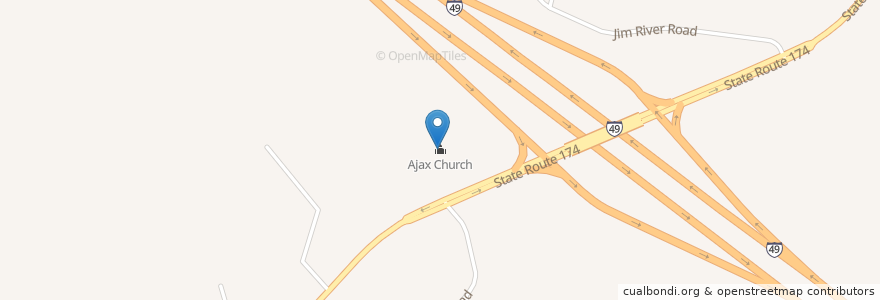 Mapa de ubicacion de Ajax Church en アメリカ合衆国, ルイジアナ州, Natchitoches Parish.