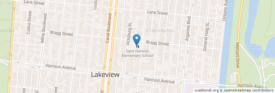 Mapa de ubicacion de Saint Dominic Elementary School en 미국, 루이지애나, Orleans Parish, New Orleans.