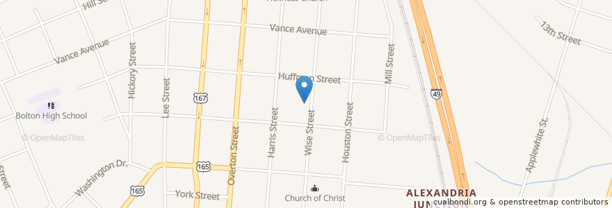 Mapa de ubicacion de Second Evergreen Baptist Church en Estados Unidos Da América, Luisiana, Rapides Parish, Alexandria.