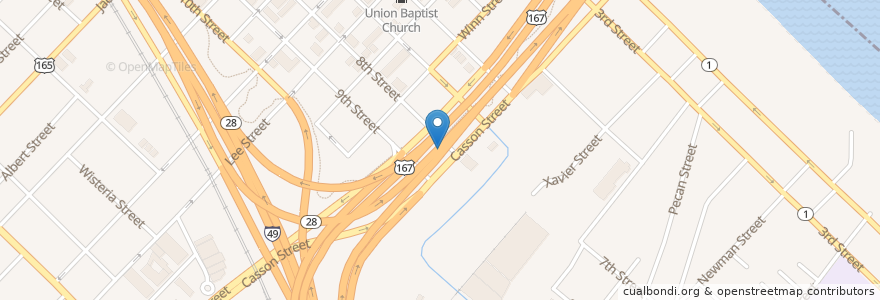 Mapa de ubicacion de Newman United Methodist Church en 美利坚合众国/美利堅合眾國, 路易斯安那州, Rapides Parish, Alexandria.