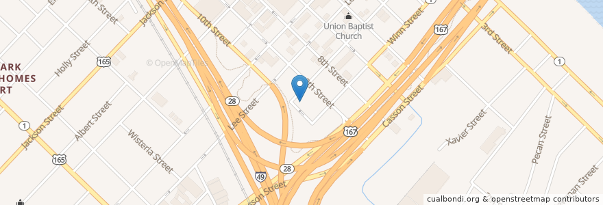 Mapa de ubicacion de Rose of Sharon Baptist Church en アメリカ合衆国, ルイジアナ州, Rapides Parish, Alexandria.