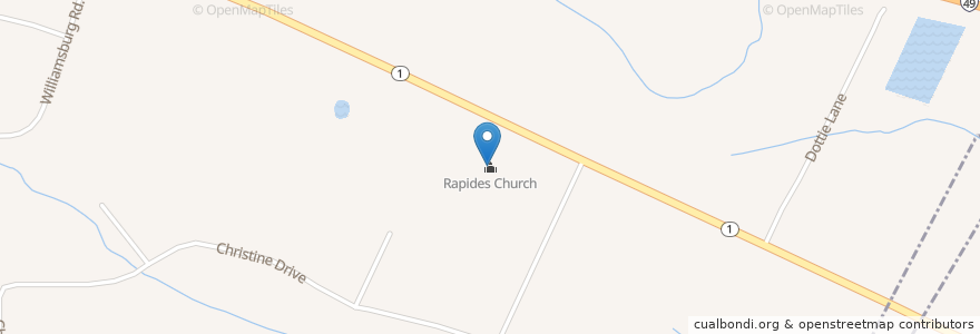 Mapa de ubicacion de Rapides Church en United States, Louisiana, Rapides Parish.