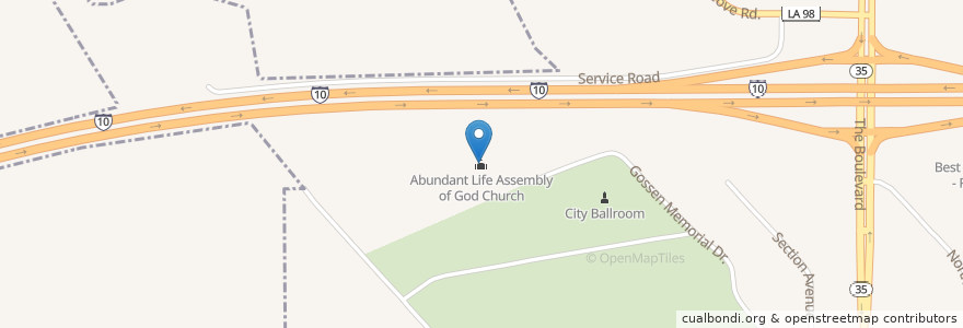 Mapa de ubicacion de Abundant Life Assembly of God Church en Estados Unidos De América, Luisiana, Acadia Parish, Rayne.