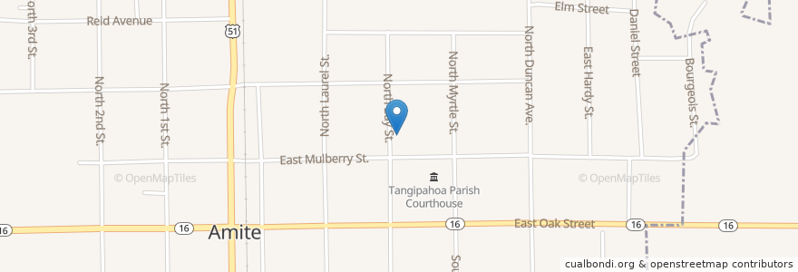 Mapa de ubicacion de Amite Church of Christ en アメリカ合衆国, ルイジアナ州, Tangipahoa Parish, Amite City.