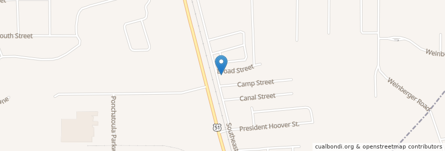 Mapa de ubicacion de Mount Pilgrim Baptist Church en アメリカ合衆国, ルイジアナ州, Tangipahoa Parish, Ponchatoula.