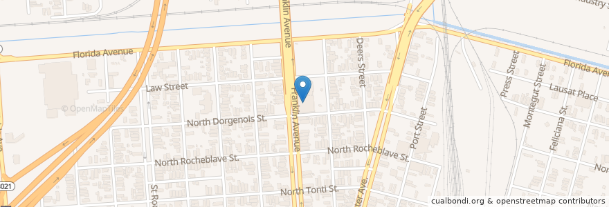 Mapa de ubicacion de Franklin Avenue Baptist Church en United States, Louisiana, Orleans Parish, New Orleans.