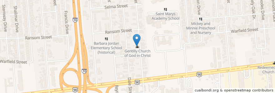 Mapa de ubicacion de Gentilly Church of God in Christ en アメリカ合衆国, ルイジアナ州, Orleans Parish, New Orleans.