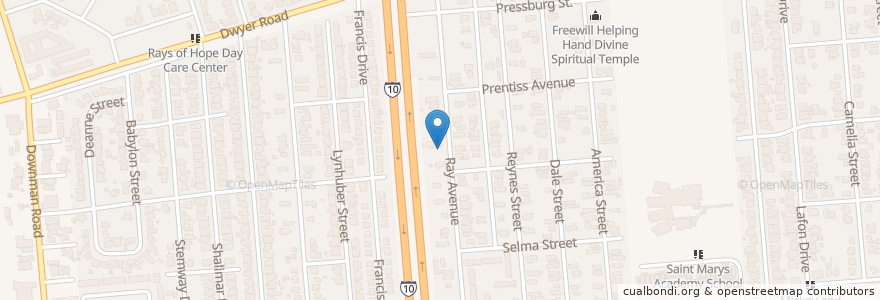 Mapa de ubicacion de Ray Avenue Baptist Church en Vereinigte Staaten Von Amerika, Louisiana, Orleans Parish, New Orleans.