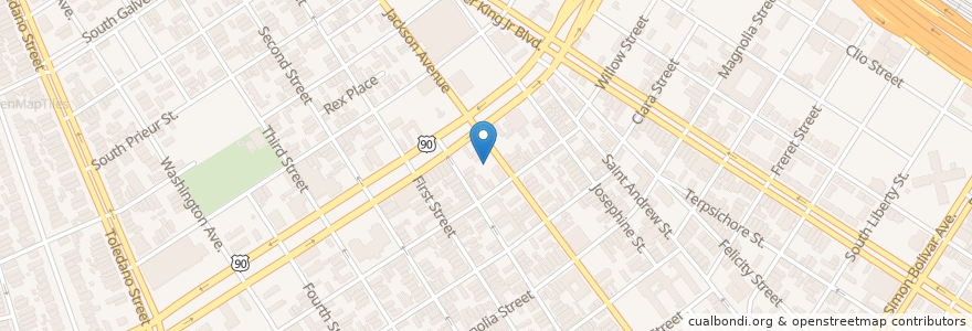 Mapa de ubicacion de Second Evangelist Missionary Church en Estados Unidos Da América, Luisiana, Orleans Parish, New Orleans.